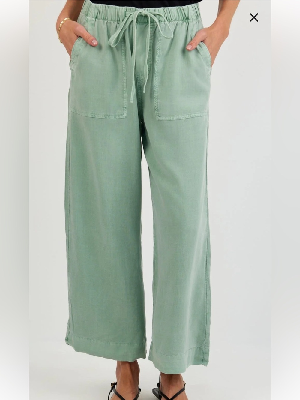 Easy Pocket Wide Leg Crop - Oasis Green